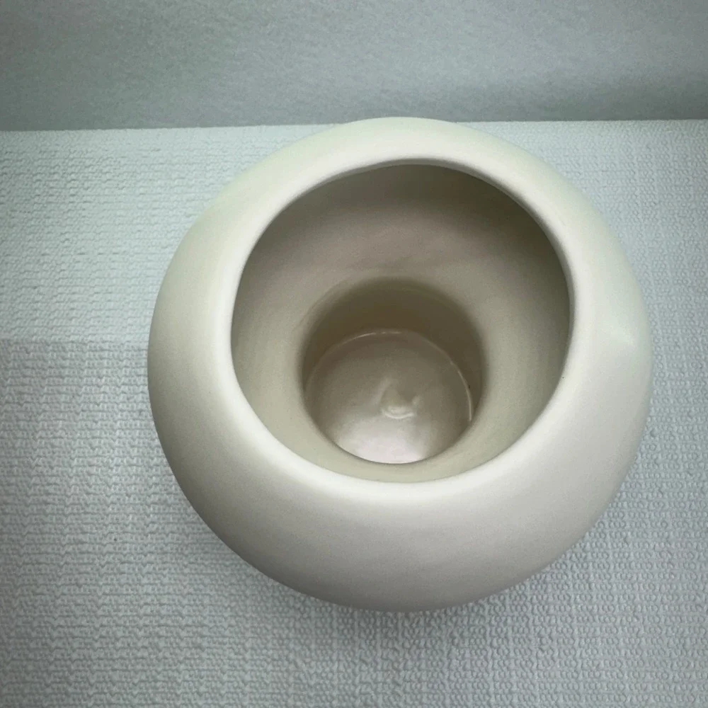 Mushroom Ivory Ceramic‎ Vase Modern Sculptural Decor Abstract Cutout Art Pottery